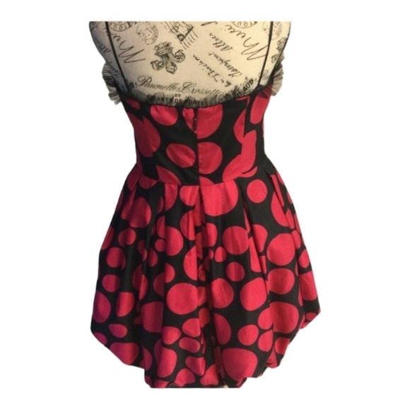 Rare Y2K Gossip Girl Party Dress Charlotte Russe Red Black Polka Dot Strapless - Picture 10 of 11